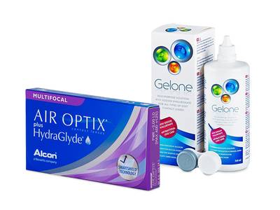 Air Optix plus HydraGlyde Multifocal (3 šošovky) + Gelone 360 ml - Starší vzhľad