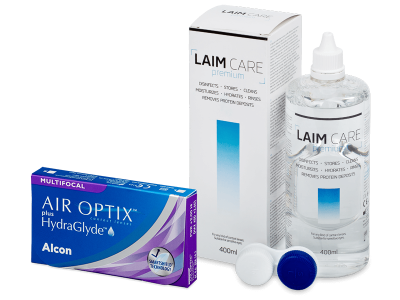 Air Optix plus HydraGlyde Multifocal (3 šošovky) + roztok Laim-Care 400 ml