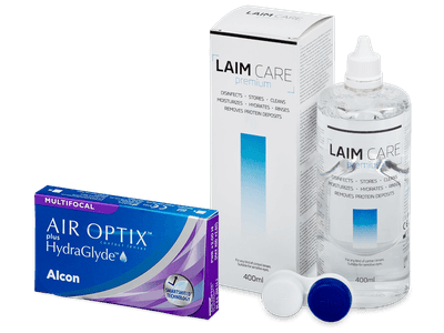 Air Optix plus HydraGlyde Multifocal (3 šošovky) + roztok Laim Care 400 ml