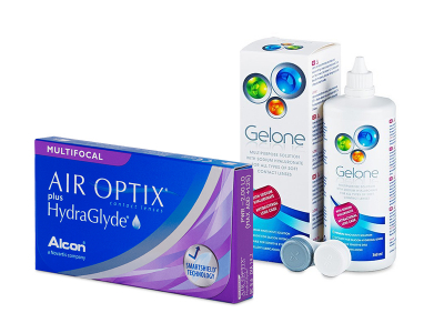 Air Optix plus HydraGlyde Multifocal (6 šošoviek) + roztok Gelone 360 ml