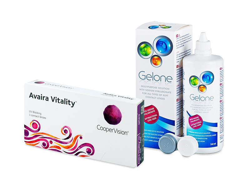 Avaira Vitality (3 šošovky) + roztok Gelone 360 ml