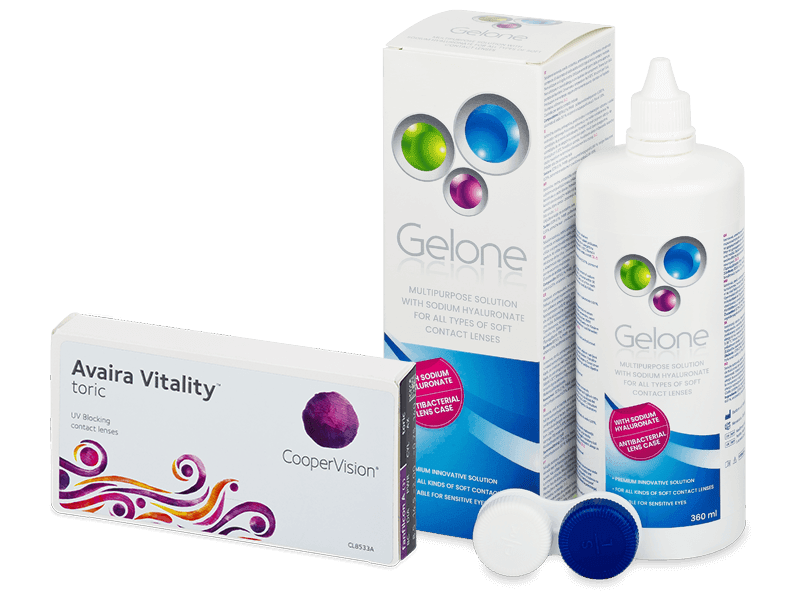Avaira Vitality Toric (3 šošovky) + Gelone 360 ml - Výhodný balíček
