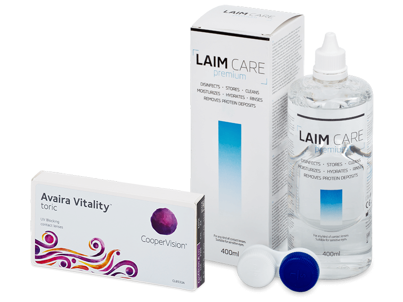 Avaira Vitality Toric (3 šošovky) + roztok Laim Care 400 ml - Výhodný balíček
