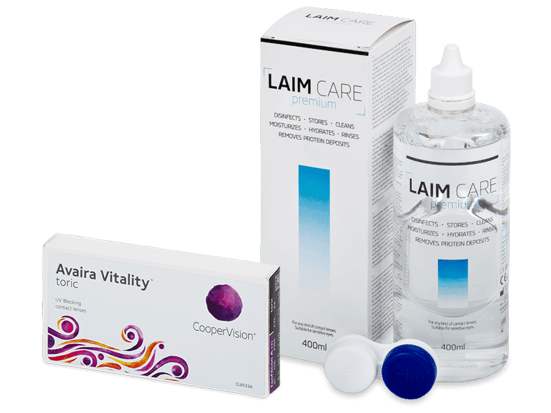 Avaira Vitality Toric (3 šošovky) + roztok Laim Care 400 ml - Výhodný balíček