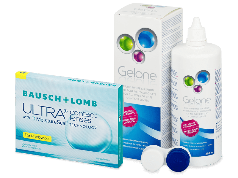 Bausch + Lomb ULTRA for Presbyopia (3 šošovky) + Gelone 360 ml - Výhodný balíček