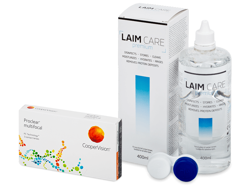 Proclear Multifocal (3 šošovky) + roztok Laim Care 400 ml - Výhodný balíček
