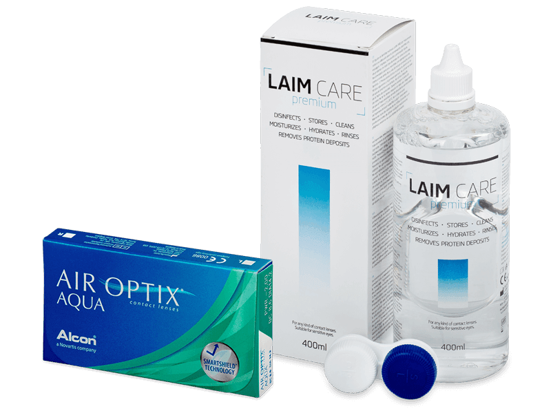 Air Optix Aqua (6 šošoviek) + roztok Laim Care 400 ml - Výhodný balíček