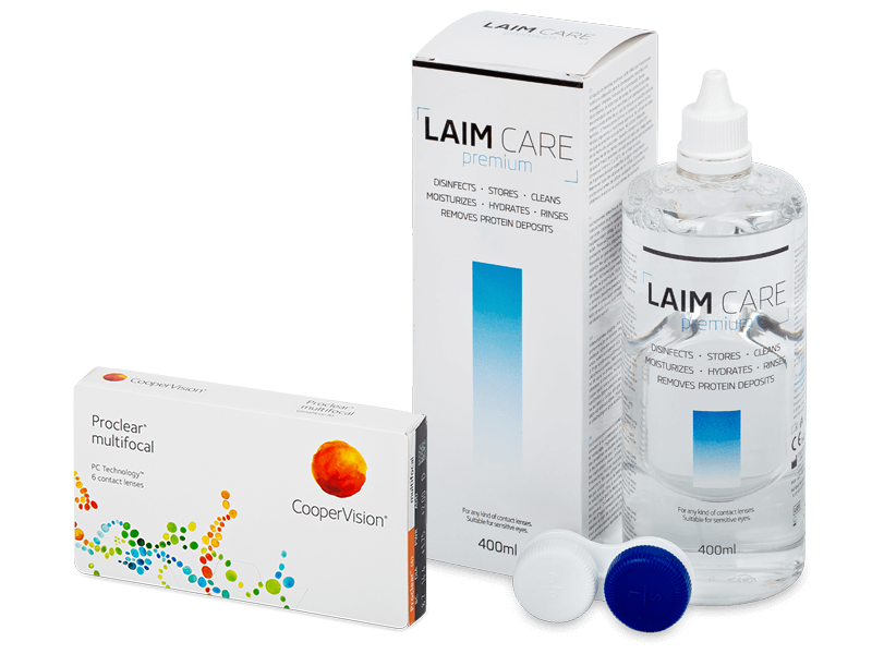 Proclear Multifocal (6 šošoviek) + roztok Laim Care 400 ml - Výhodný balíček