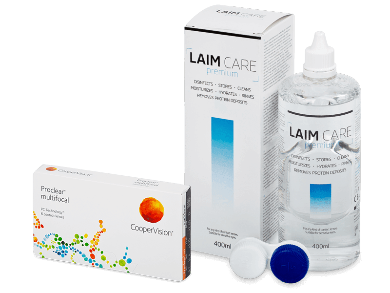 Proclear Multifocal (6 šošoviek) + roztok Laim Care 400 ml - Výhodný balíček