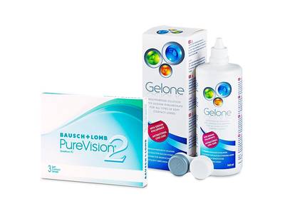 PureVision 2 (3 šošovky) + roztok Gelone 360 ml