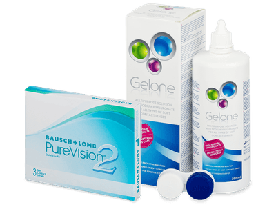 PureVision 2 (3 šošovky) + Gelone 360 ml