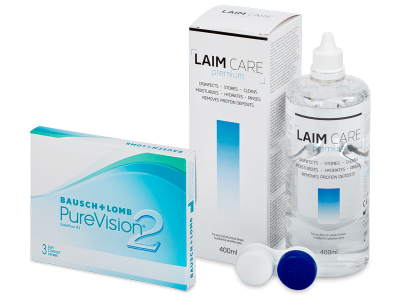 PureVision 2 (3 šošovky) + roztok Laim Care 400 ml