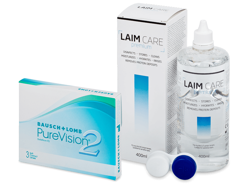 PureVision 2 (3 šošovky) + roztok Laim-Care 400 ml - Výhodný balíček