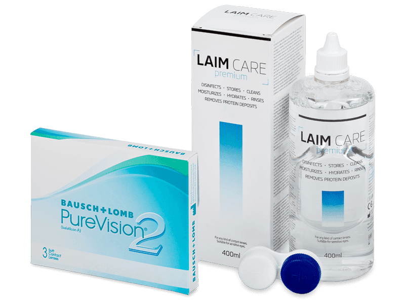 PureVision 2 (3 šošovky) + roztok Laim Care 400 ml - Výhodný balíček