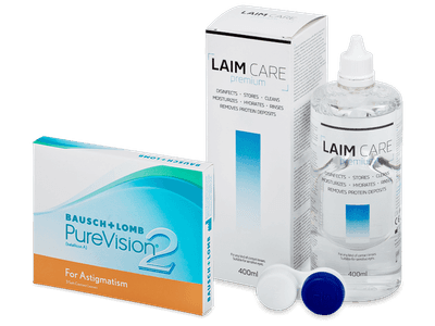PureVision 2 for Astigmatism (3 šošovky) + roztok Laim-Care 400 ml