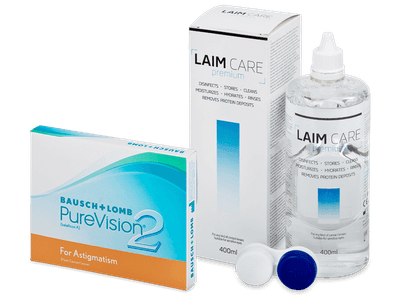 PureVision 2 for Astigmatism (3 šošovky) + roztok Laim Care 400 ml