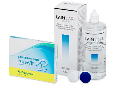 PureVision 2 for Presbyopia (3 šošovky) + roztok Laim Care 400 ml