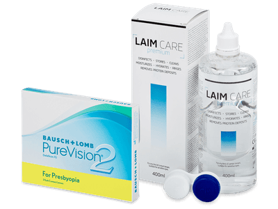 PureVision 2 for Presbyopia (3 šošovky) + roztok Laim Care 400 ml