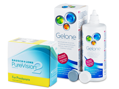 PureVision 2 for Presbyopia (6 šošoviek) + roztok Gelone 360 ml