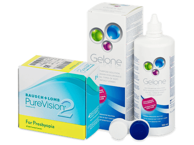 PureVision 2 for Presbyopia (6 šošoviek) + Gelone 360 ml - Výhodný balíček
