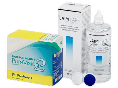 PureVision 2 for Presbyopia (6 šošoviek) + roztok Laim Care 400 ml - Výhodný balíček