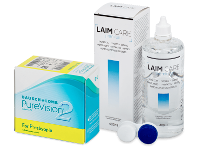PureVision 2 for Presbyopia (6 šošoviek) + roztok Laim-Care 400 ml