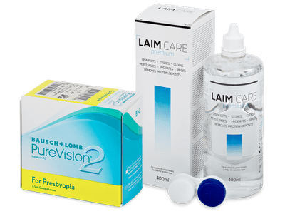 PureVision 2 for Presbyopia (6 šošoviek) + roztok Laim-Care 400 ml