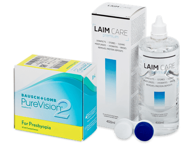 PureVision 2 for Presbyopia (6 šošoviek) + roztok Laim Care 400 ml