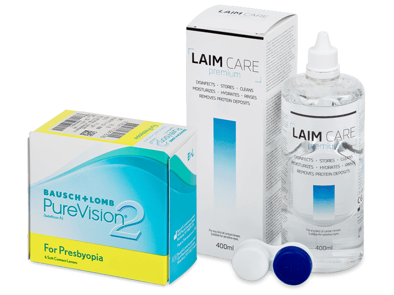 PureVision 2 for Presbyopia (6 šošoviek) + roztok Laim Care 400 ml - Výhodný balíček