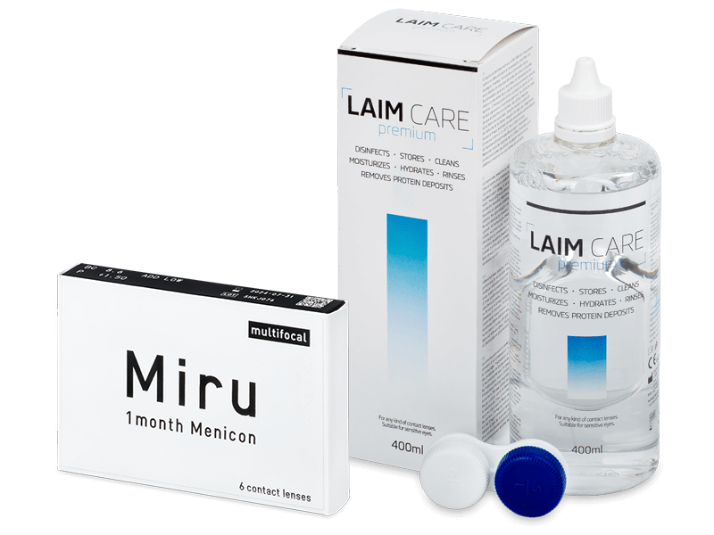 Miru 1month Menicon multifocal (6 šošoviek) + roztok Laim Care 400 ml - Výhodný balíček