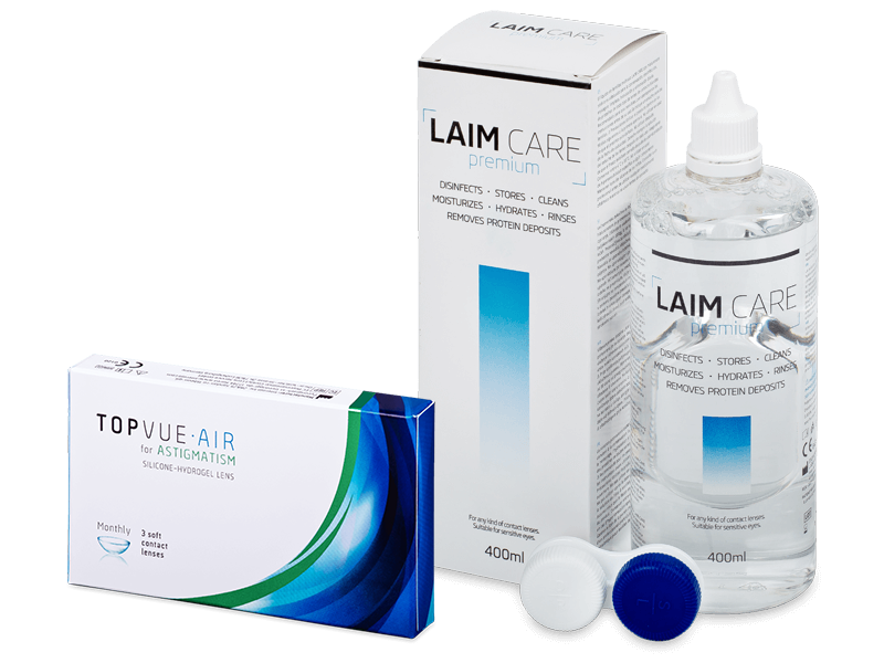 TopVue Air for Astigmatism (3 šošovky) + roztok Laim Care 400 ml - Výhodný balíček
