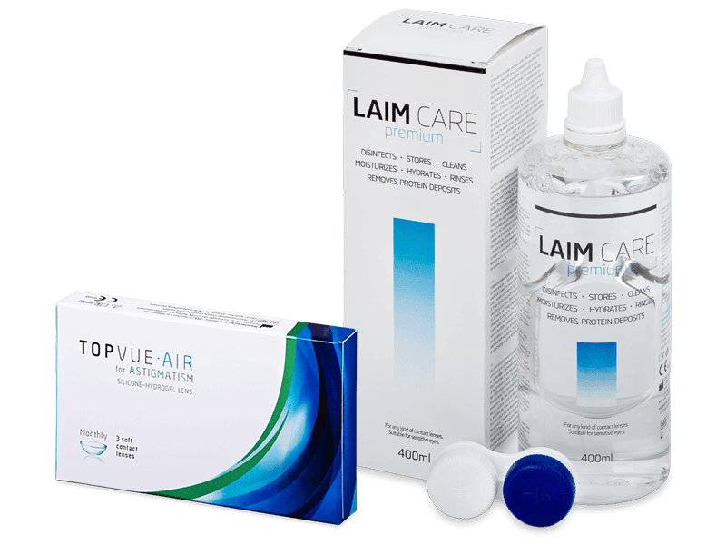 TopVue Air for Astigmatism (3 šošovky) + roztok Laim Care 400 ml - Výhodný balíček