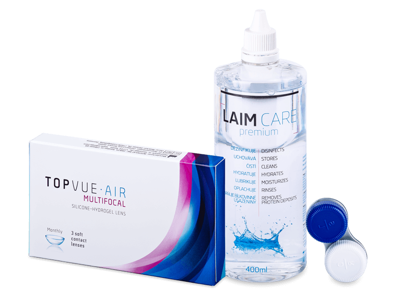 TopVue Air Multifocal (3 šošovky) + roztok Laim-Care 400 ml - Výhodný balíček