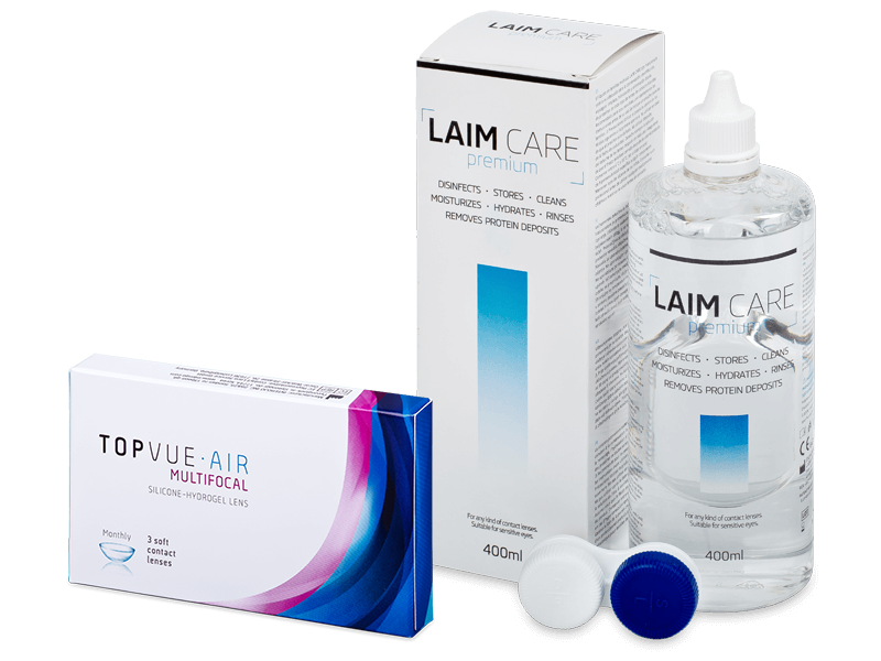 TopVue Air Multifocal (3 šošovky) + roztok Laim Care 400 ml - Výhodný balíček