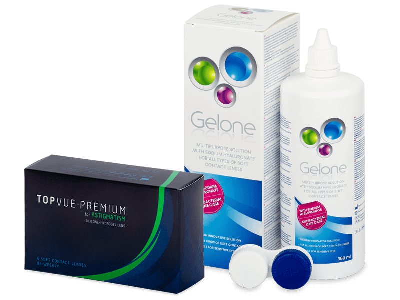 TopVue Premium for Astigmatism (6 šošoviek) + Gelone 360 ml - Výhodný balíček