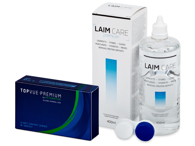 TopVue Premium for Astigmatism (6 šošoviek) + roztok Laim-Care 400 ml - Výhodný balíček