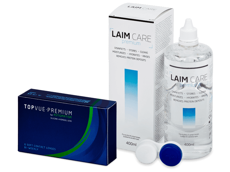 TopVue Premium for Astigmatism (6 šošoviek) + roztok Laim Care 400 ml - Výhodný balíček