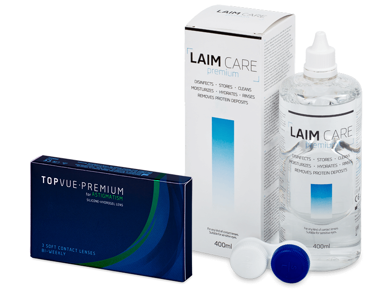 TopVue Premium for Astigmatism (3 šošovky) + roztok Laim-Care 400 ml - Výhodný balíček