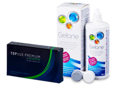TopVue Premium for Astigmatism (3 šošovky) + roztok Gelone 360 ml