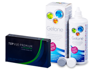 TopVue Premium for Astigmatism (3 šošovky) + roztok Gelone 360 ml