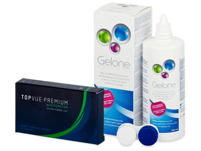 TopVue Premium for Astigmatism (3 šošovky) + Gelone 360 ml - Výhodný balíček