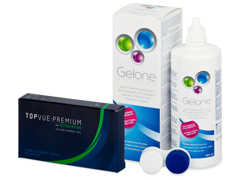 TopVue Premium for Astigmatism (3 šošovky) + Gelone 360 ml - Výhodný balíček