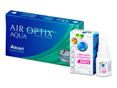 Air Optix Aqua (6 šošoviek) + očné kvapky Gelone