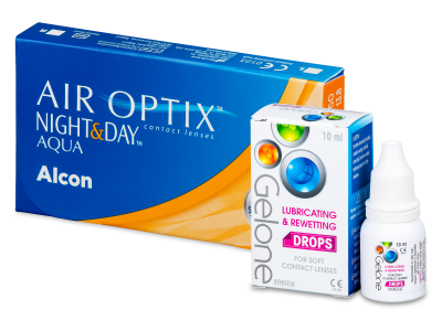 Air Optix Night and Day Aqua (6 šošoviek) + očné kvapky Gelone - Package deal 