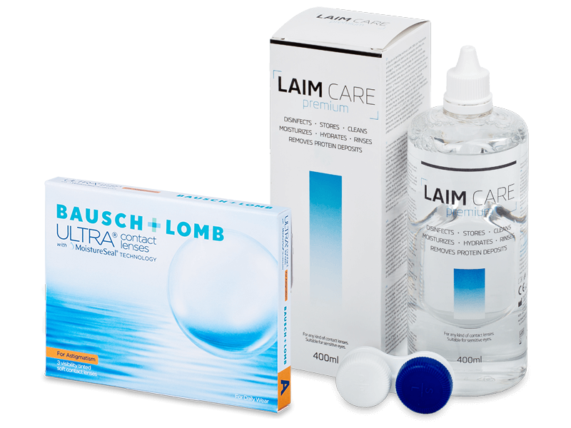 Bausch + Lomb ULTRA for Astigmatism (3 šošovky) + roztok Laim-Care 400 ml - Výhodný balíček