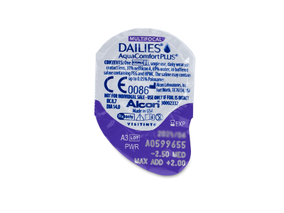 Dailies AquaComfort Plus Multifocal (90 šošoviek) - Vzhľad blistra so šošovkou