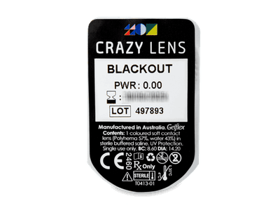 CRAZY LENS - Black Out - nedioptrické jednodenné (2 šošovky) - Vzhľad blistra so šošovkou