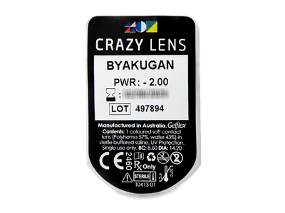 CRAZY LENS - Byakugan - dioptrické jednodenné (2 šošovky) - Vzhľad blistra so šošovkou