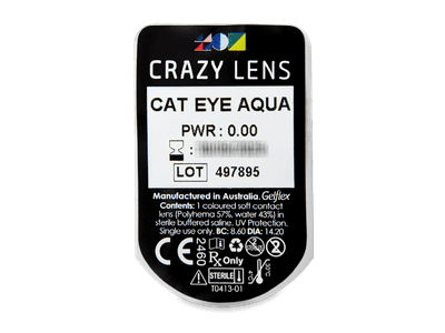 CRAZY LENS - Cat Eye Aqua - nedioptrické jednodenné (2 šošovky) - Vzhľad blistra so šošovkou