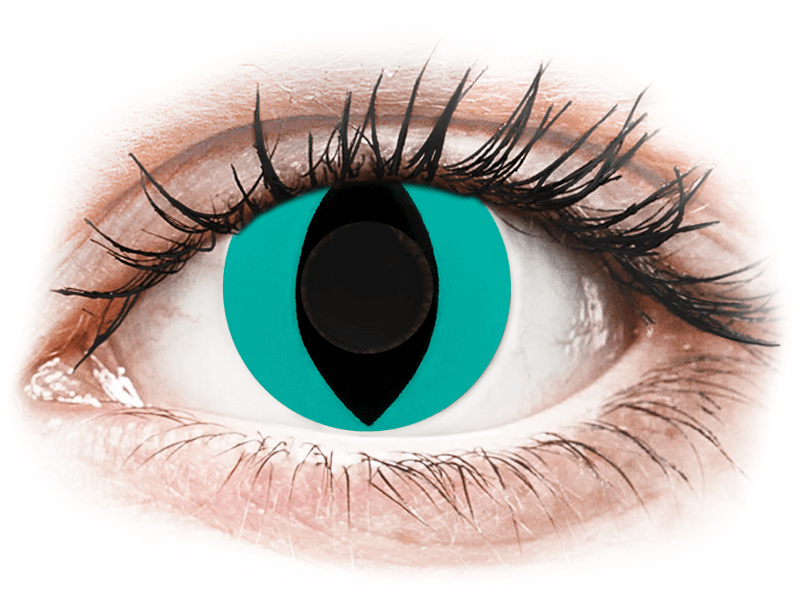 CRAZY LENS - Cat Eye Aqua - nedioptrické jednodenné (2 šošovky) - Coloured contact lenses